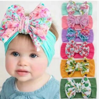 Elastic Nylon Bowknot Infant Headband for Baby Girls