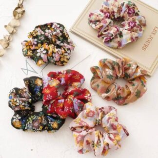 Polyester Silk Floral Print Scrunchies