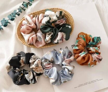 Satin Silk Floral Printed Scrunchies