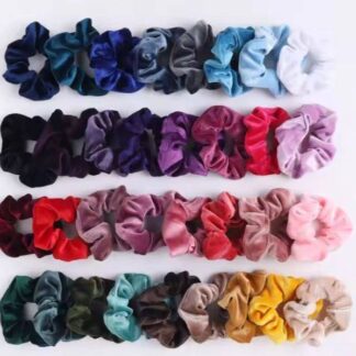 Velvet Plain Hair Scrunchies 33 Pieces